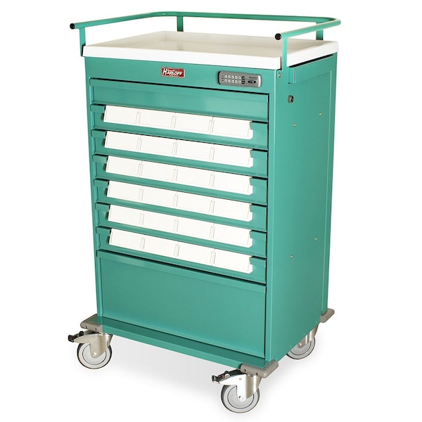 Value Line Med-Bin Medication Cart with 24 5 in bins and Pushbutton E-Lock